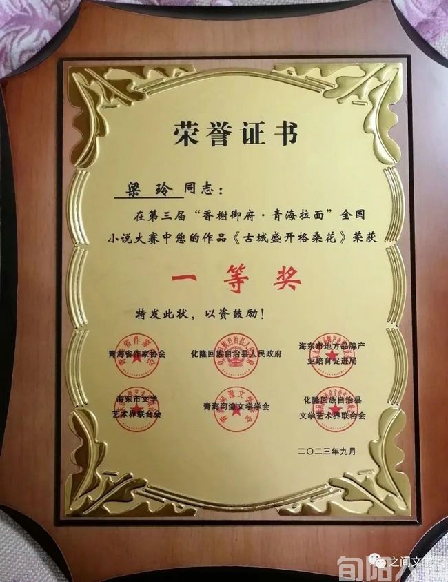 百名作家写“青海拉面”全国小说大赛颁奖仪式在青海化隆县举行——陕西作家梁玲李虎山柴尚瑜白小兰分别获得一二三等奖和佳作奖(图2) 获奖02.jpg